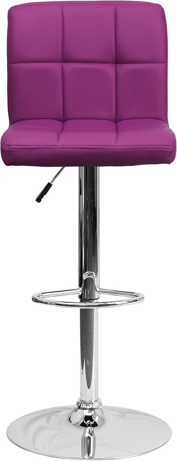 image:imageFlash Furniture Kathleen Contemporary White Quilted Vinyl Adjustable Height Barstool with Chrome Base Pack of 1Purple