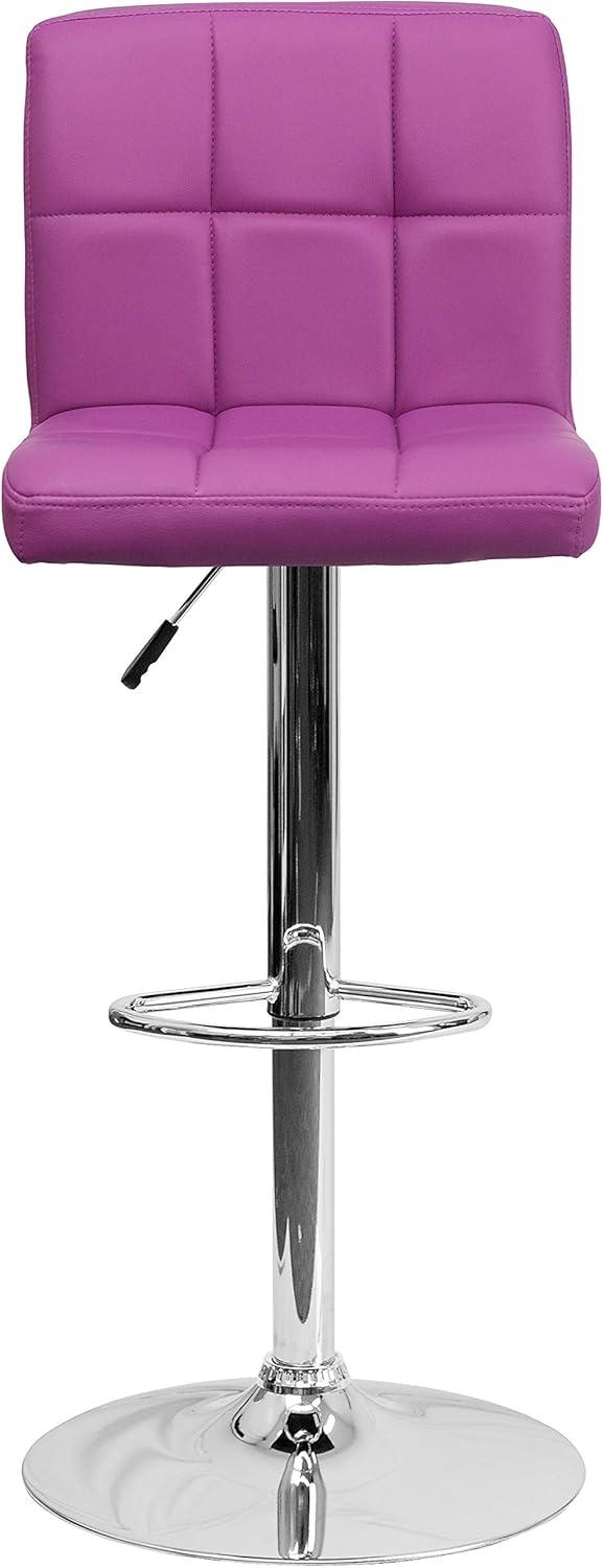 image:imageFlash Furniture Kathleen Contemporary White Quilted Vinyl Adjustable Height Barstool with Chrome Base Pack of 1Purple