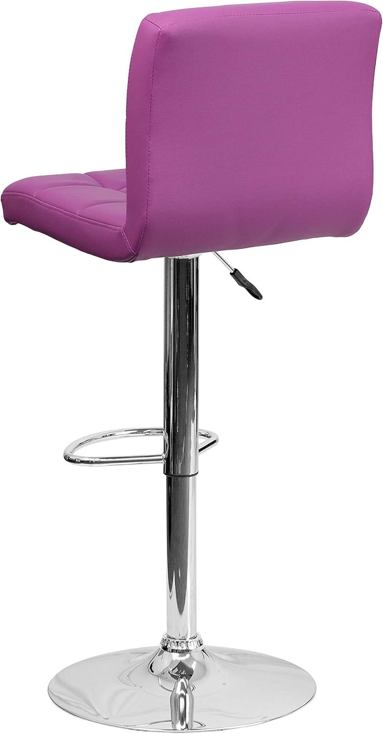 image:imageFlash Furniture Kathleen Contemporary White Quilted Vinyl Adjustable Height Barstool with Chrome Base Pack of 1Purple