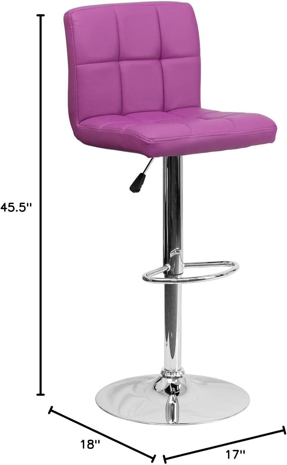 image:imageFlash Furniture Kathleen Contemporary White Quilted Vinyl Adjustable Height Barstool with Chrome Base Pack of 1Purple