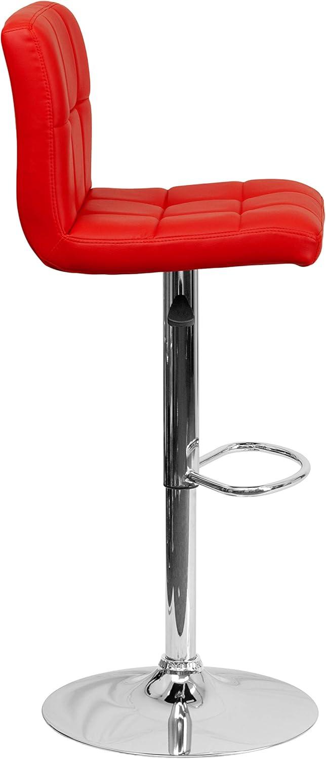 image:imageFlash Furniture Kathleen Contemporary White Quilted Vinyl Adjustable Height Barstool with Chrome Base Pack of 1Red