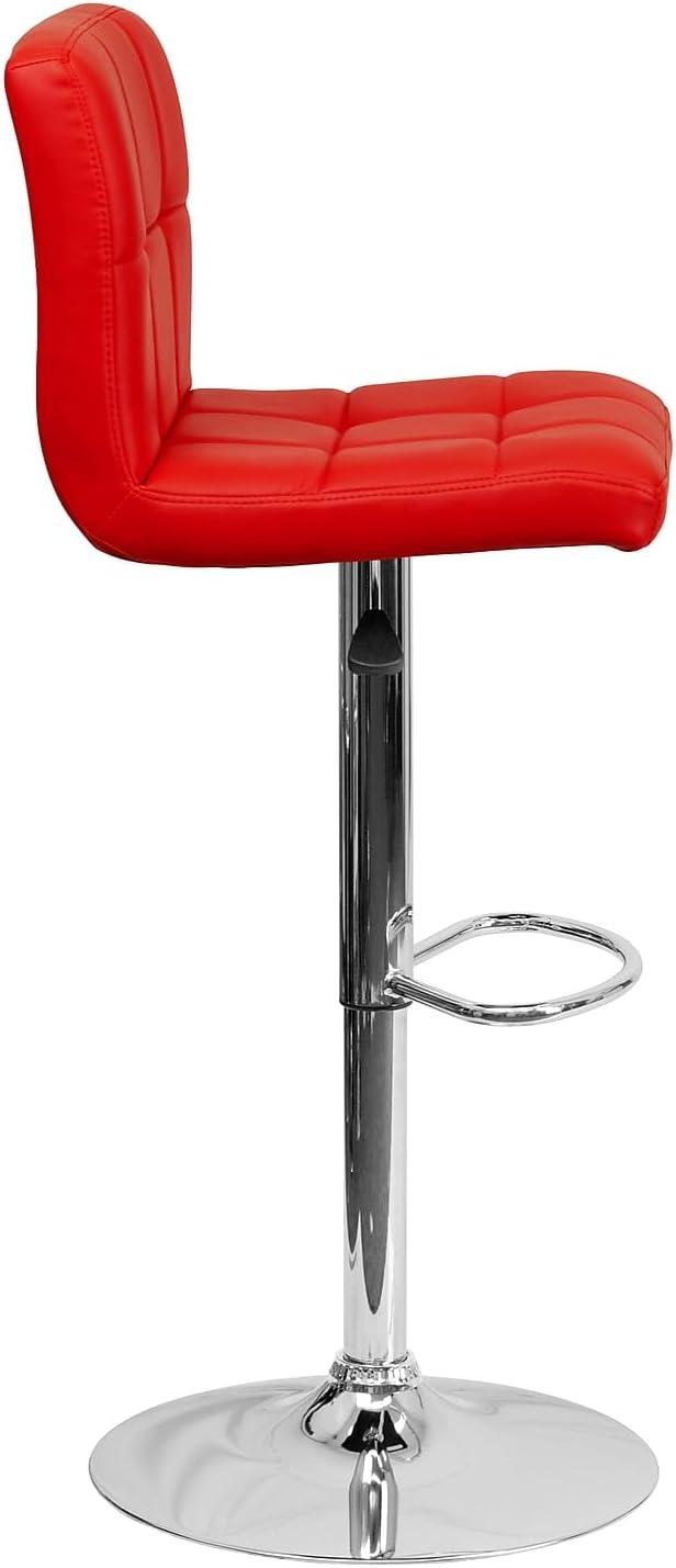 image:imageFlash Furniture Kathleen Contemporary White Quilted Vinyl Adjustable Height Barstool with Chrome Base Pack of 1Red