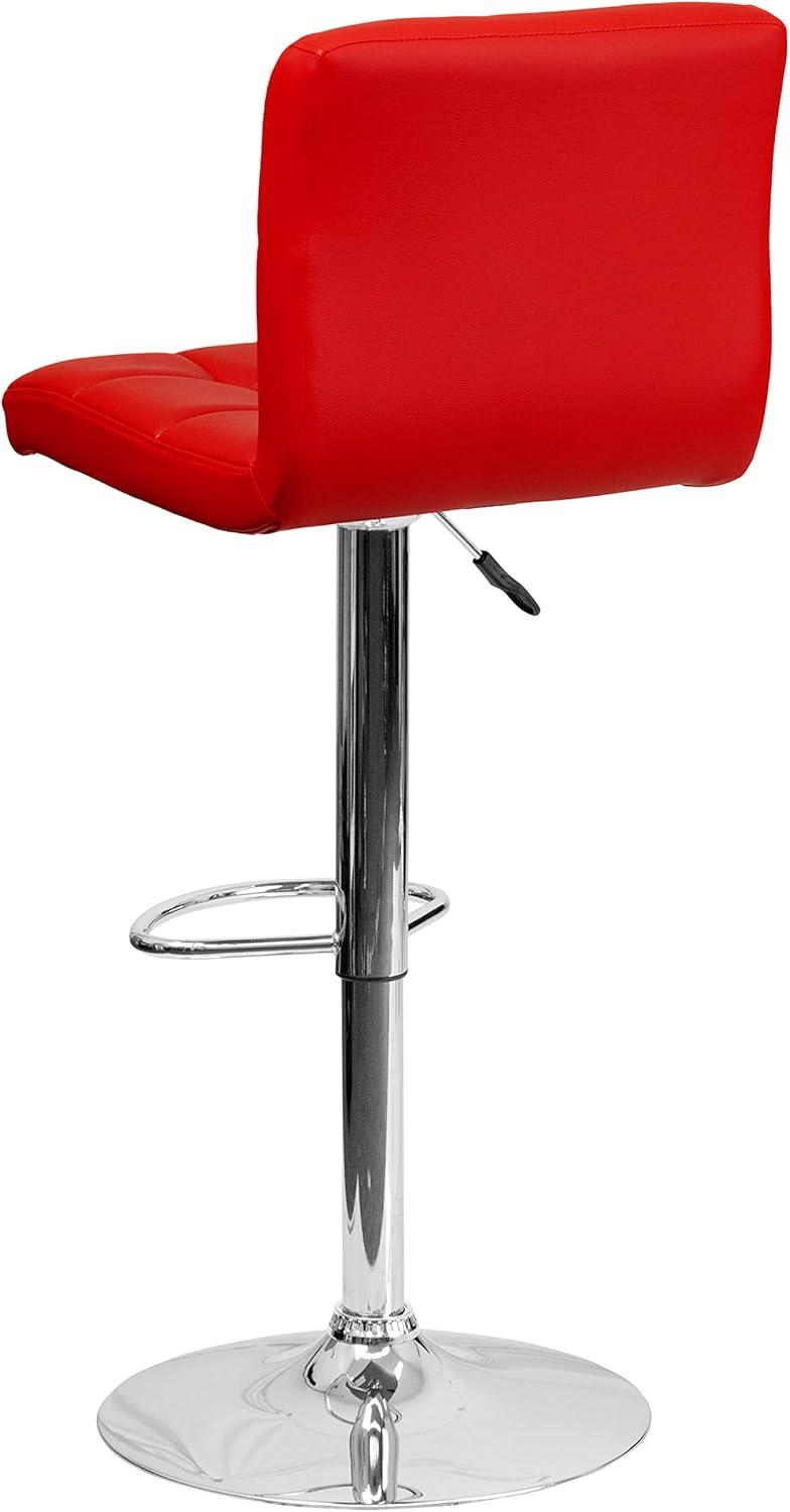 image:imageFlash Furniture Kathleen Contemporary White Quilted Vinyl Adjustable Height Barstool with Chrome Base Pack of 1Red