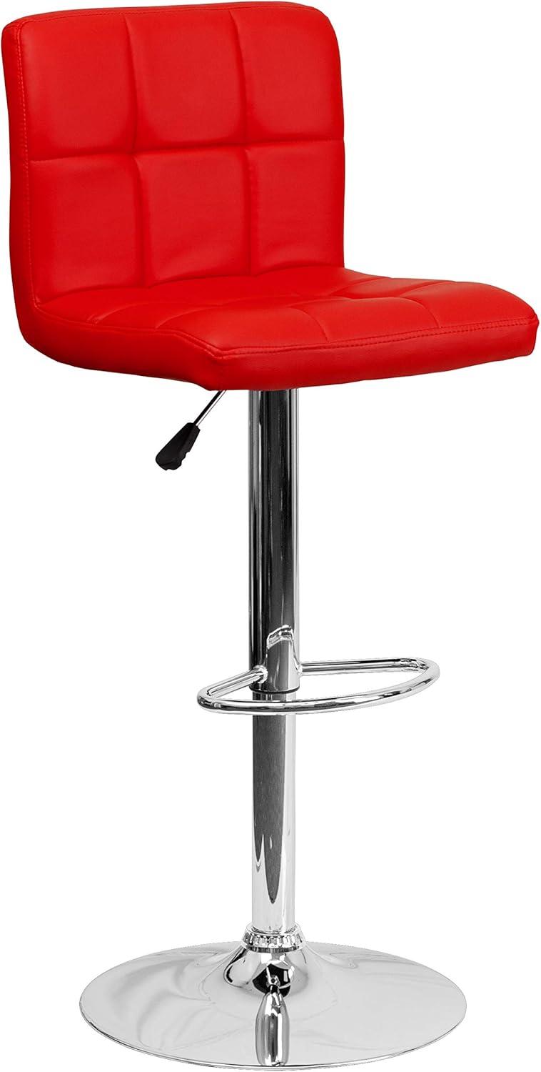 image:imageFlash Furniture Kathleen Contemporary White Quilted Vinyl Adjustable Height Barstool with Chrome Base Pack of 1Red