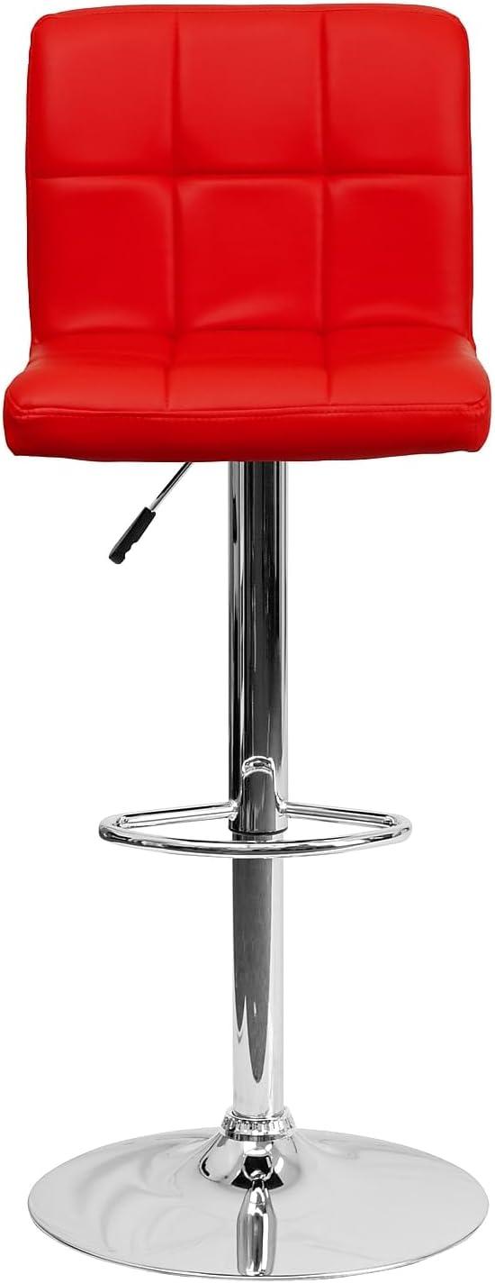 image:imageFlash Furniture Kathleen Contemporary White Quilted Vinyl Adjustable Height Barstool with Chrome Base Pack of 1Red