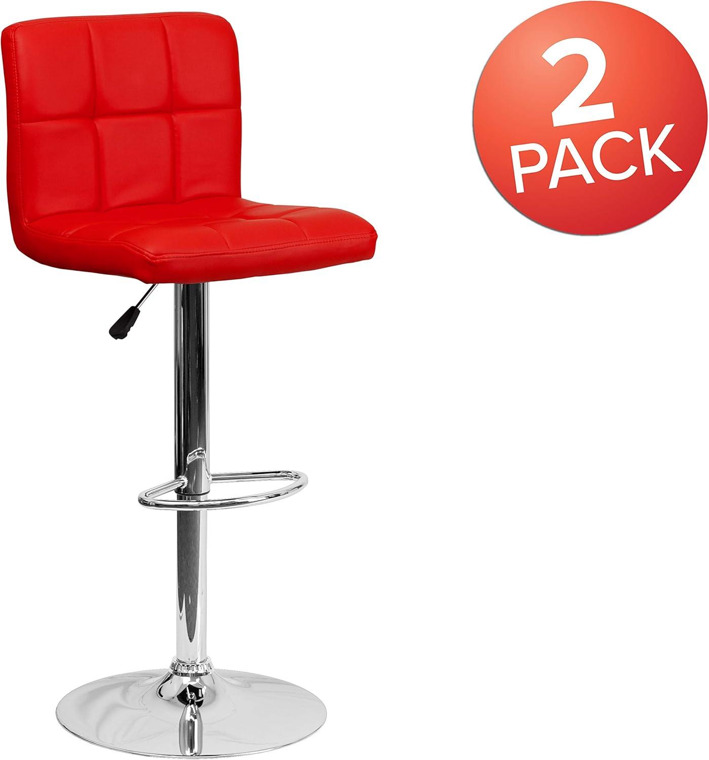 image:imageFlash Furniture Kathleen Contemporary White Quilted Vinyl Adjustable Height Barstool with Chrome Base Pack of 1Red