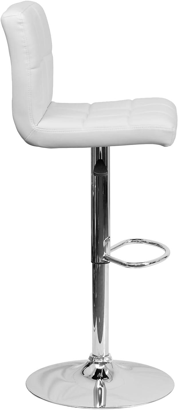 image:imageFlash Furniture Kathleen Contemporary White Quilted Vinyl Adjustable Height Barstool with Chrome Base Pack of 1White