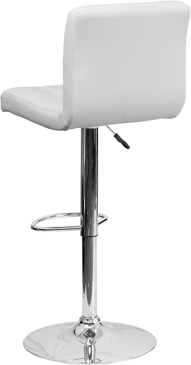 image:imageFlash Furniture Kathleen Contemporary White Quilted Vinyl Adjustable Height Barstool with Chrome Base Pack of 1White