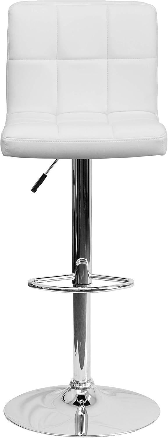 image:imageFlash Furniture Kathleen Contemporary White Quilted Vinyl Adjustable Height Barstool with Chrome Base Pack of 1White