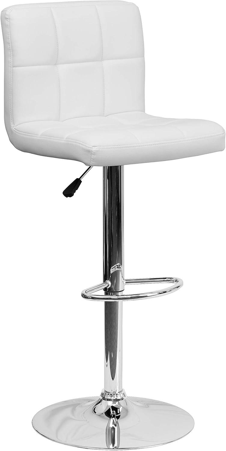 image:imageFlash Furniture Kathleen Contemporary White Quilted Vinyl Adjustable Height Barstool with Chrome Base Pack of 1White