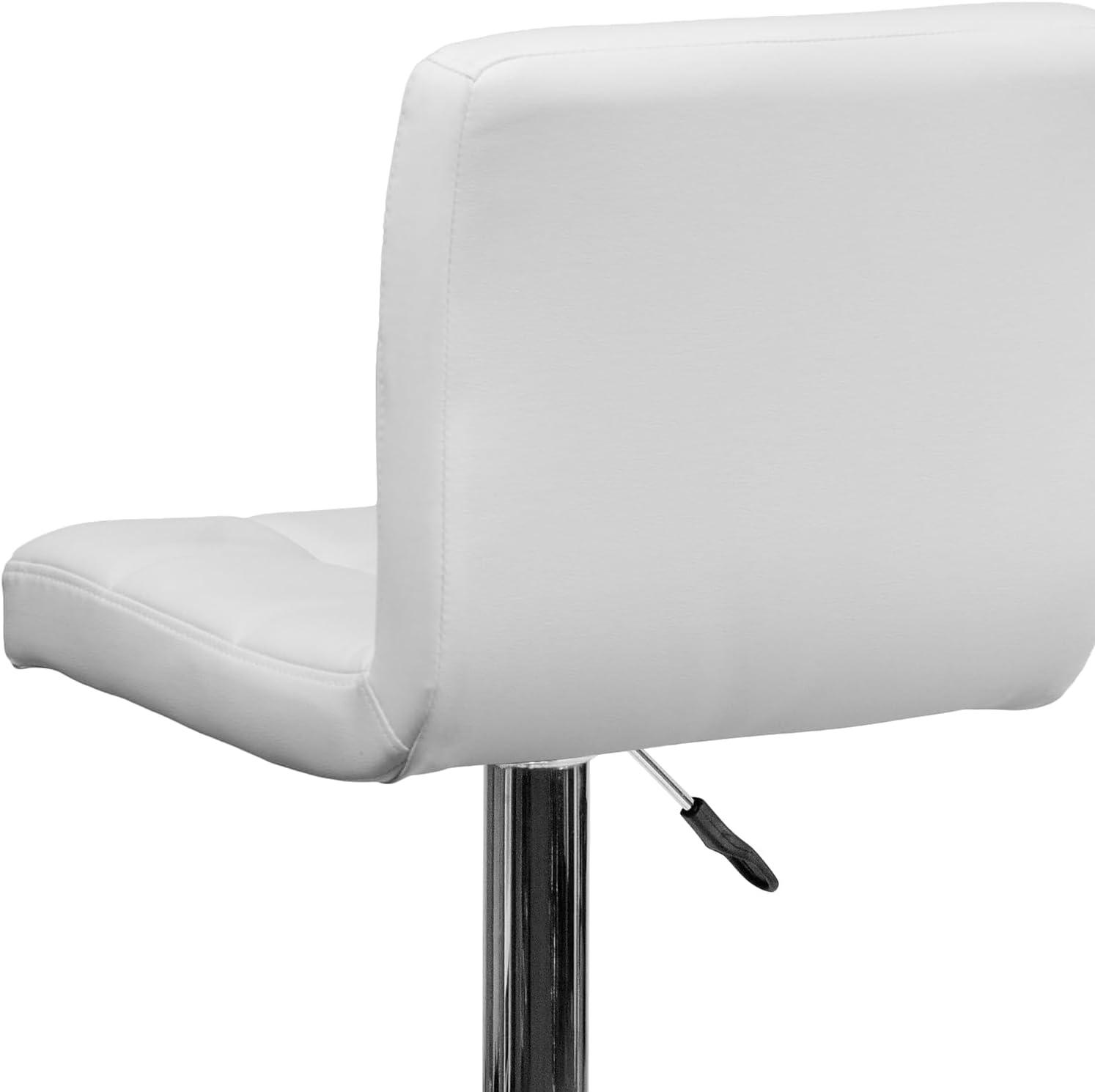 image:imageFlash Furniture Kathleen Contemporary White Quilted Vinyl Adjustable Height Barstool with Chrome Base Pack of 1White