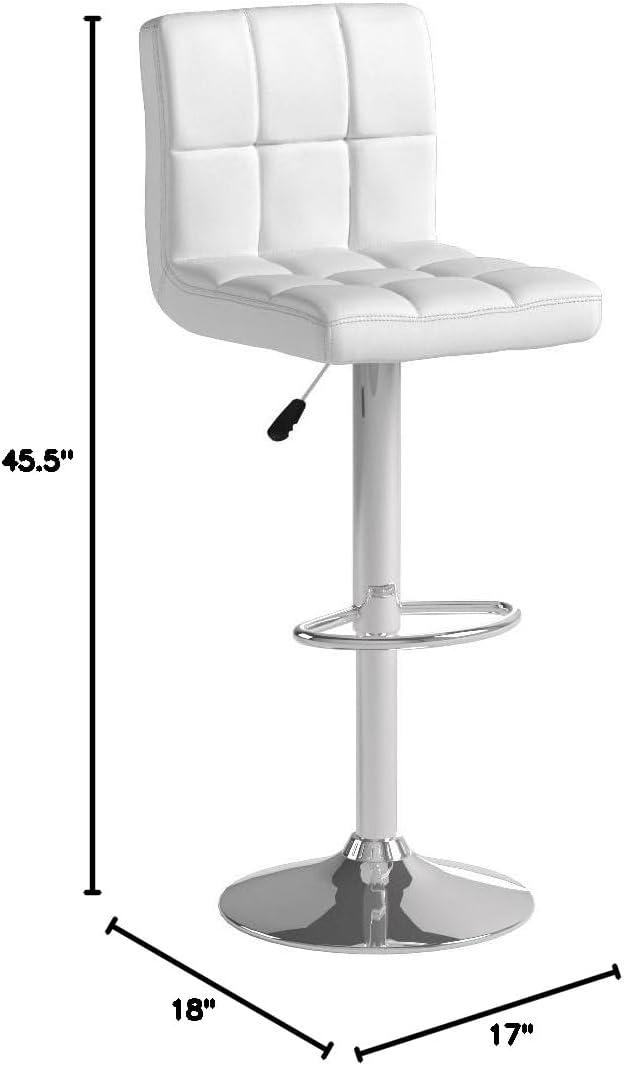 image:imageFlash Furniture Kathleen Contemporary White Quilted Vinyl Adjustable Height Barstool with Chrome Base Pack of 1White