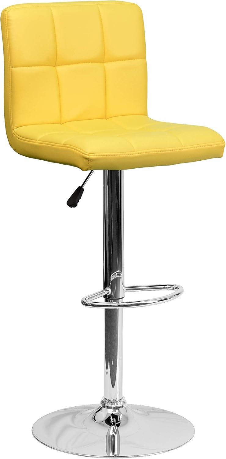 image:imageFlash Furniture Kathleen Contemporary White Quilted Vinyl Adjustable Height Barstool with Chrome Base Pack of 1Yellow