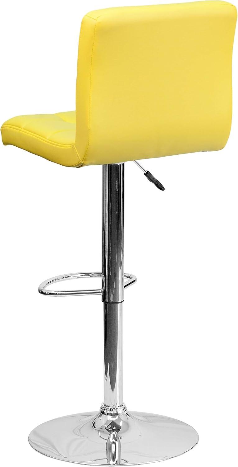 image:imageFlash Furniture Kathleen Contemporary White Quilted Vinyl Adjustable Height Barstool with Chrome Base Pack of 1Yellow
