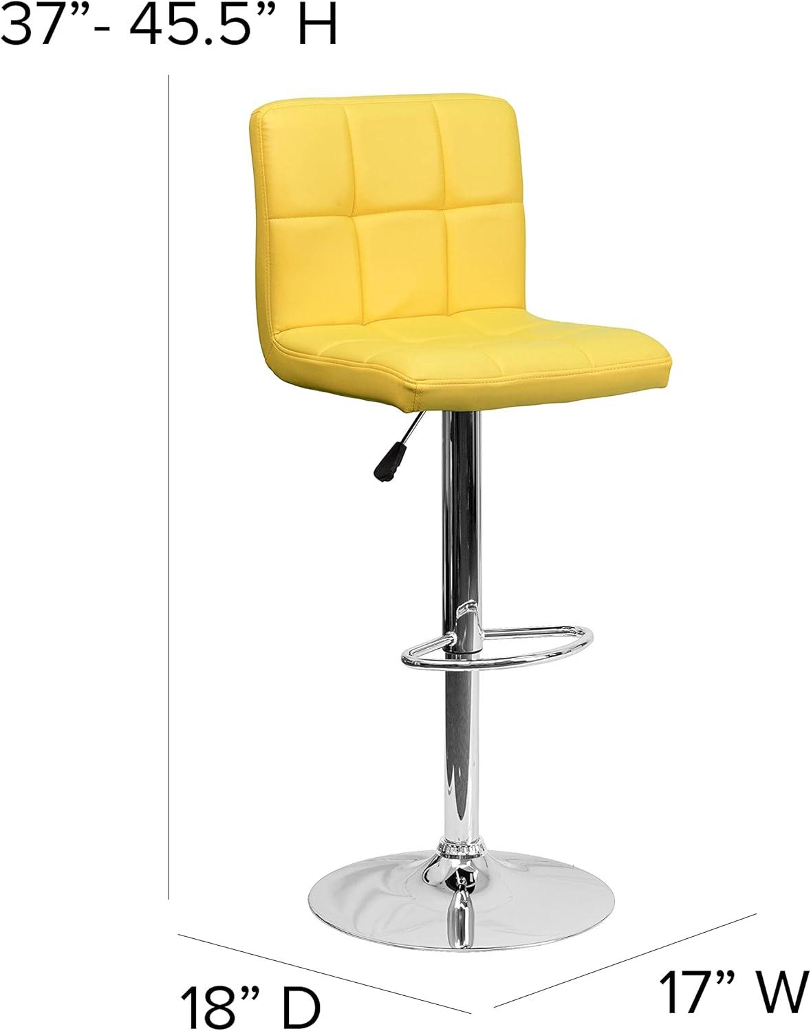 image:imageFlash Furniture Kathleen Contemporary White Quilted Vinyl Adjustable Height Barstool with Chrome Base Pack of 1Yellow