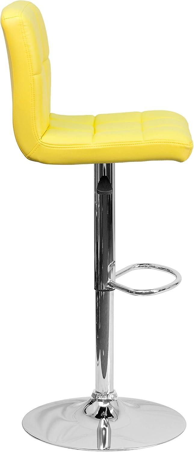 image:imageFlash Furniture Kathleen Contemporary White Quilted Vinyl Adjustable Height Barstool with Chrome Base Pack of 1Yellow