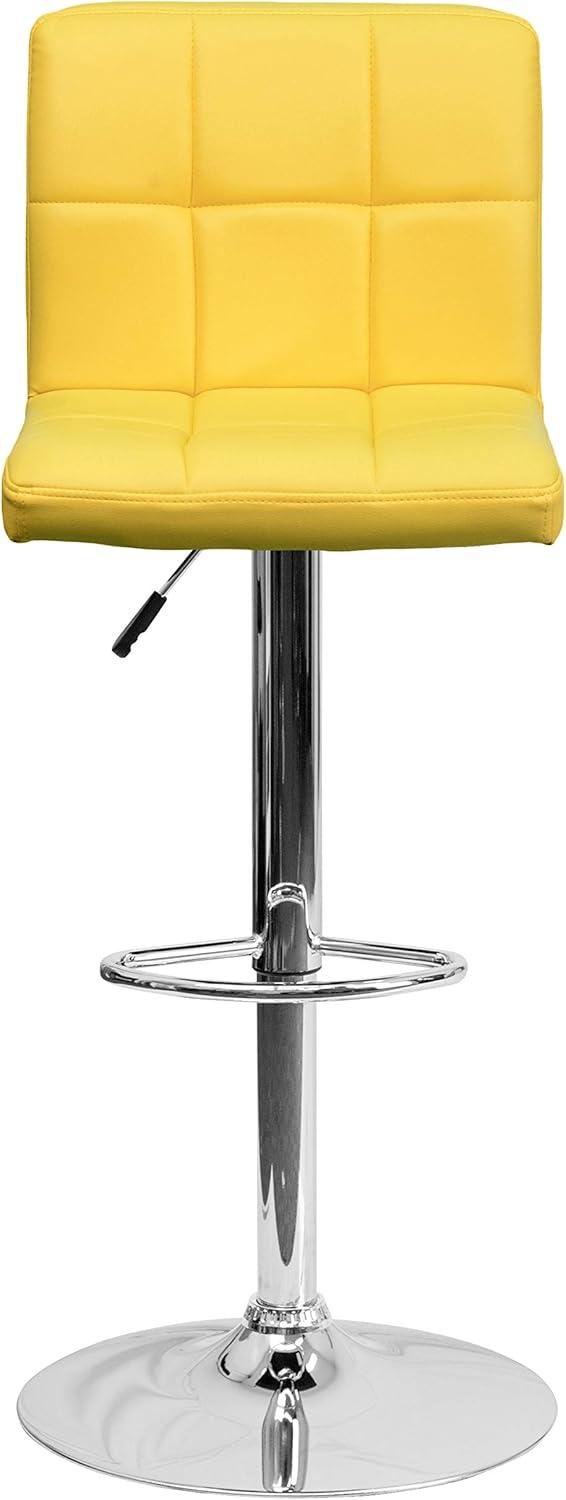 image:imageFlash Furniture Kathleen Contemporary White Quilted Vinyl Adjustable Height Barstool with Chrome Base Pack of 1Yellow