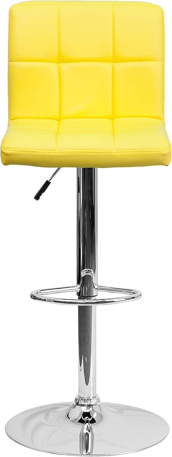 image:imageFlash Furniture Kathleen Contemporary White Quilted Vinyl Adjustable Height Barstool with Chrome Base Pack of 1Yellow