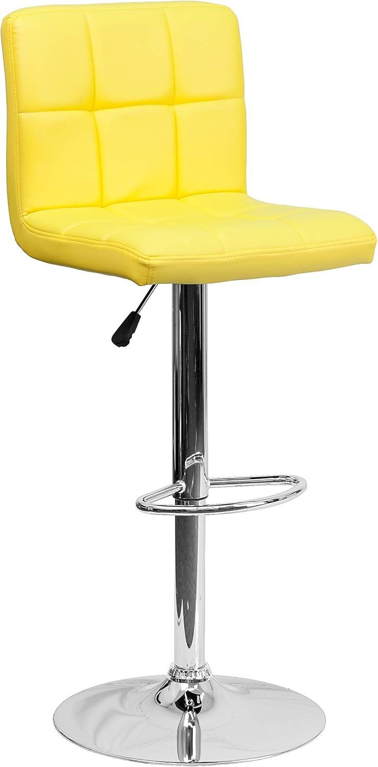 image:imageFlash Furniture Kathleen Contemporary White Quilted Vinyl Adjustable Height Barstool with Chrome Base Pack of 1Yellow