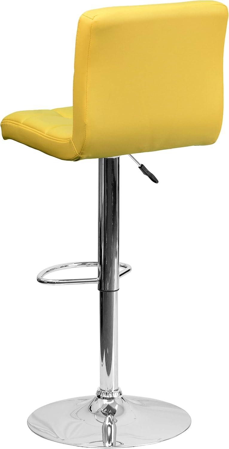image:imageFlash Furniture Kathleen Contemporary White Quilted Vinyl Adjustable Height Barstool with Chrome Base Pack of 1Yellow