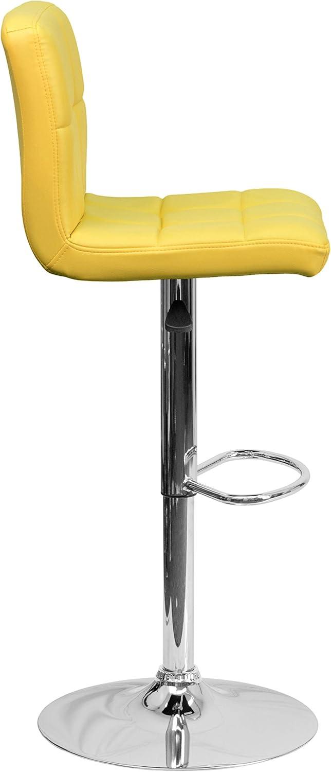image:imageFlash Furniture Kathleen Contemporary White Quilted Vinyl Adjustable Height Barstool with Chrome Base Pack of 1Yellow