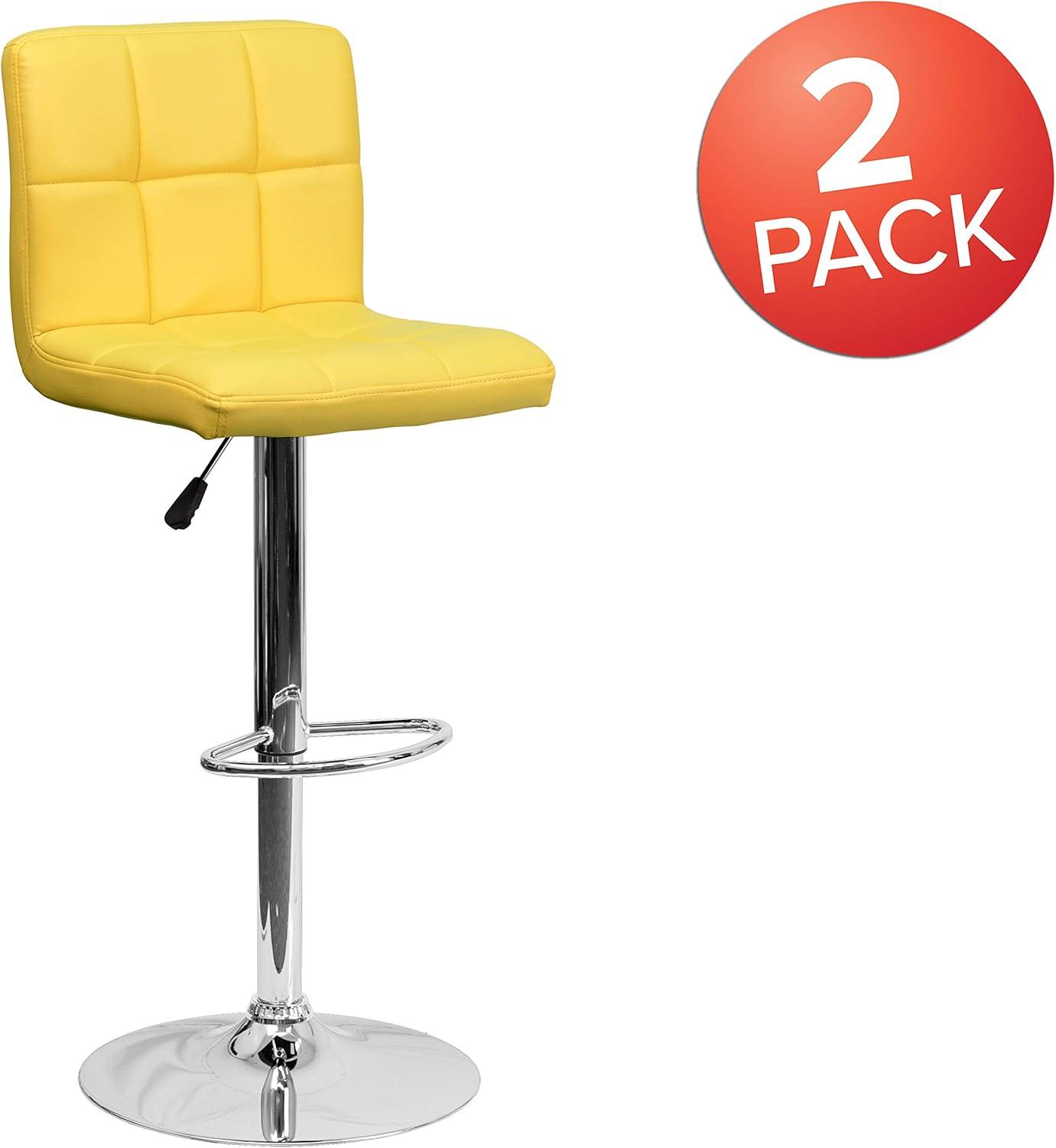 image:imageFlash Furniture Kathleen Contemporary White Quilted Vinyl Adjustable Height Barstool with Chrome Base Pack of 1Yellow