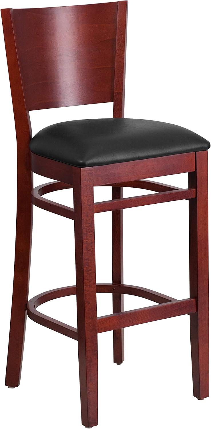 image:imageFlash Furniture Lacey Series Solid Back Mahogany Wood Restaurant Barstool Black Vinyl SeatBlack Vinyl SeatMahogany Wood Frame