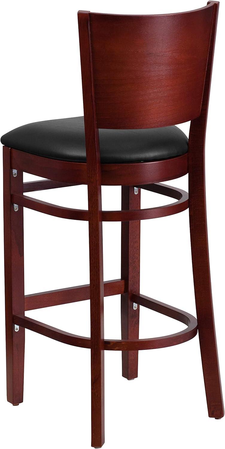 image:imageFlash Furniture Lacey Series Solid Back Mahogany Wood Restaurant Barstool Black Vinyl SeatBlack Vinyl SeatMahogany Wood Frame