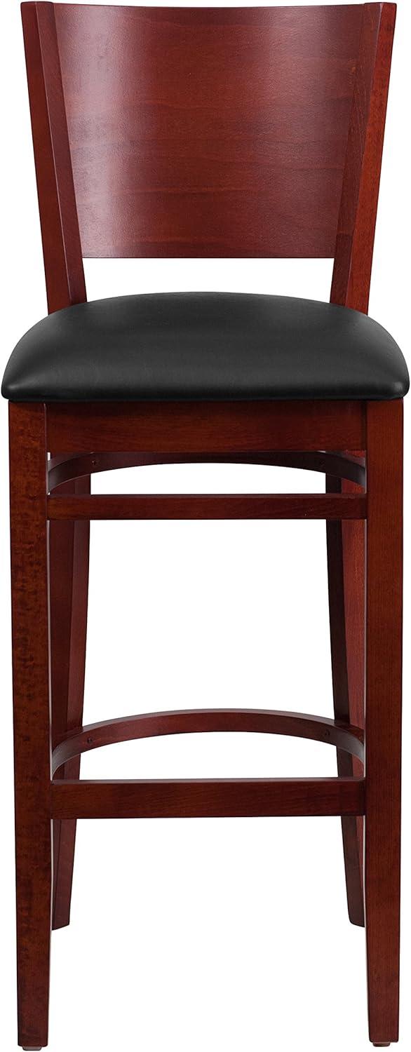 image:imageFlash Furniture Lacey Series Solid Back Mahogany Wood Restaurant Barstool Black Vinyl SeatBlack Vinyl SeatMahogany Wood Frame