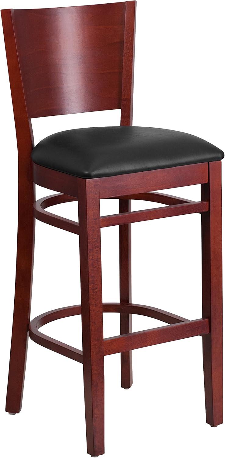 image:imageFlash Furniture Lacey Series Solid Back Mahogany Wood Restaurant Barstool Black Vinyl SeatBlack Vinyl SeatMahogany Wood Frame
