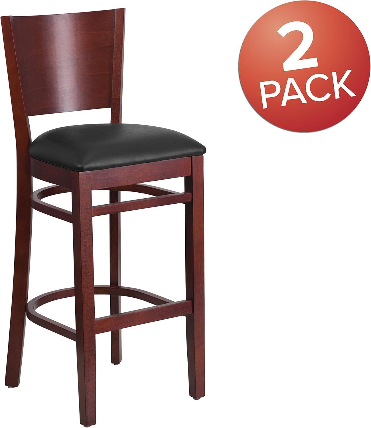 image:imageFlash Furniture Lacey Series Solid Back Mahogany Wood Restaurant Barstool Black Vinyl SeatBlack Vinyl SeatMahogany Wood Frame