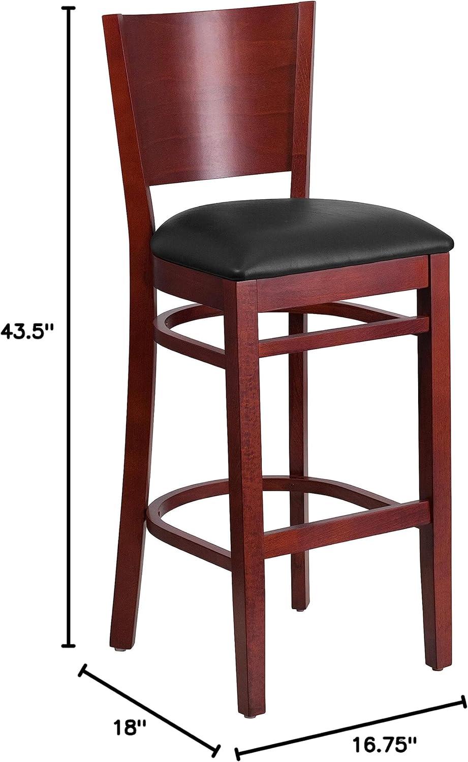 image:imageFlash Furniture Lacey Series Solid Back Mahogany Wood Restaurant Barstool Black Vinyl SeatBlack Vinyl SeatMahogany Wood Frame