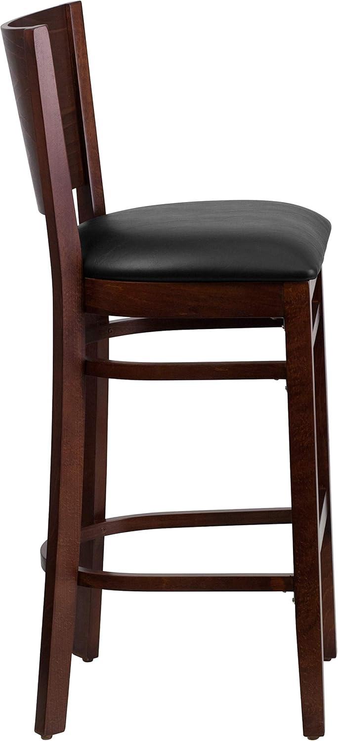 image:imageFlash Furniture Lacey Series Solid Back Mahogany Wood Restaurant Barstool Black Vinyl SeatBlack Vinyl SeatWalnut Wood Frame