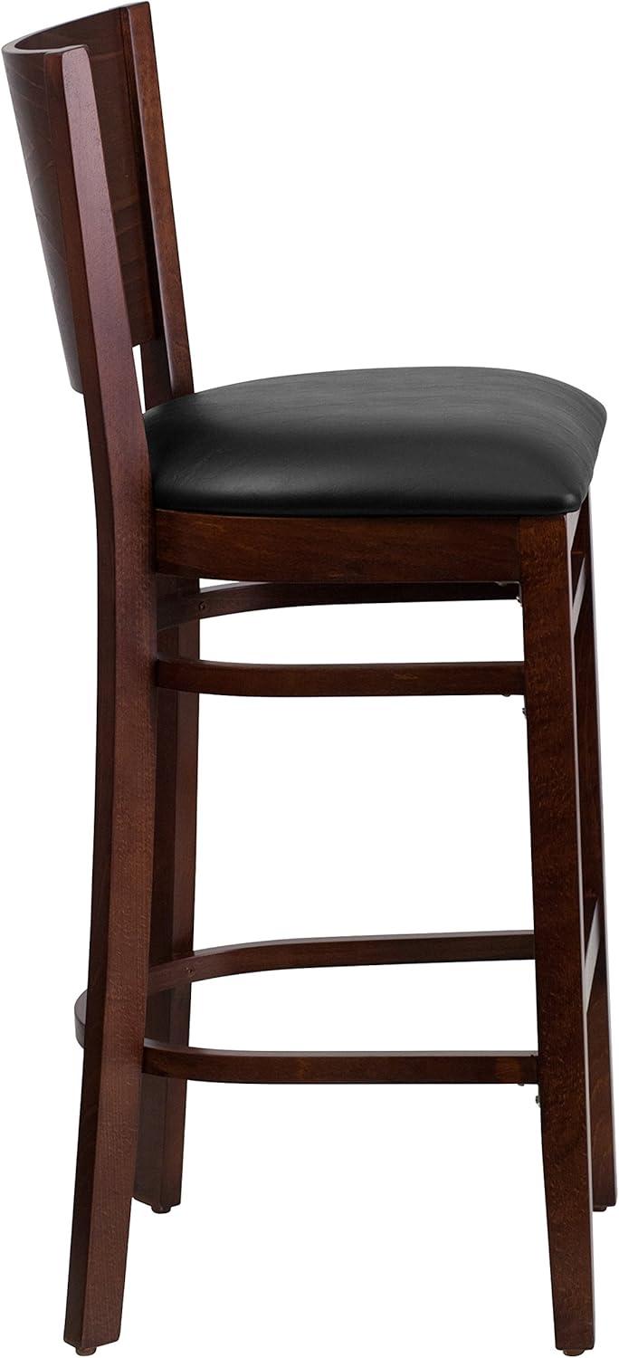 image:imageFlash Furniture Lacey Series Solid Back Mahogany Wood Restaurant Barstool Black Vinyl SeatBlack Vinyl SeatWalnut Wood Frame