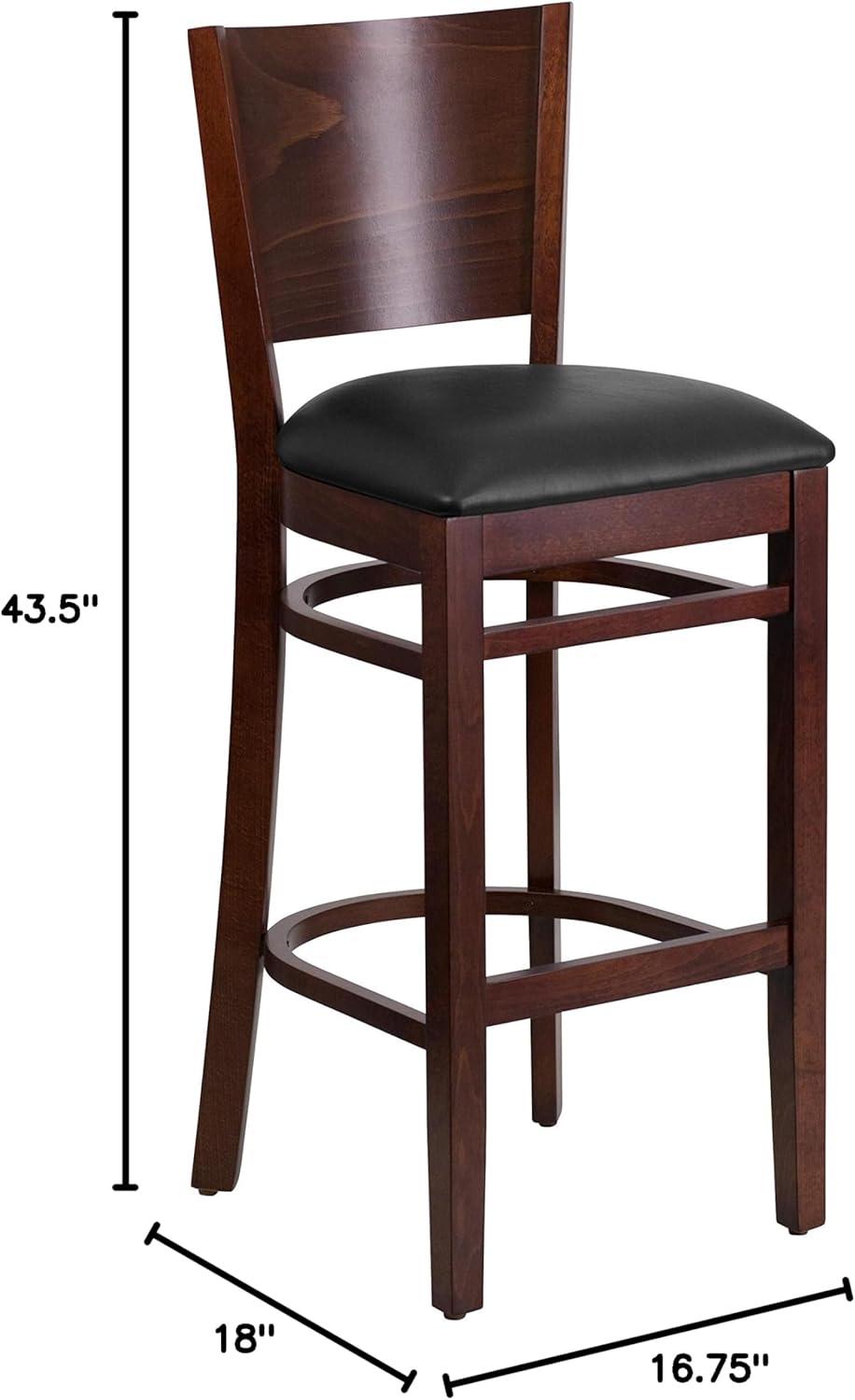 image:imageFlash Furniture Lacey Series Solid Back Mahogany Wood Restaurant Barstool Black Vinyl SeatBlack Vinyl SeatWalnut Wood Frame