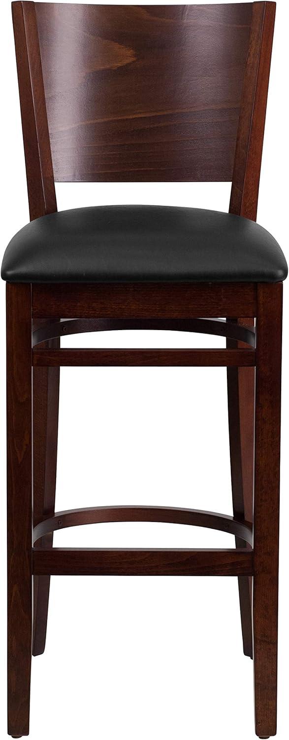 image:imageFlash Furniture Lacey Series Solid Back Mahogany Wood Restaurant Barstool Black Vinyl SeatBlack Vinyl SeatWalnut Wood Frame