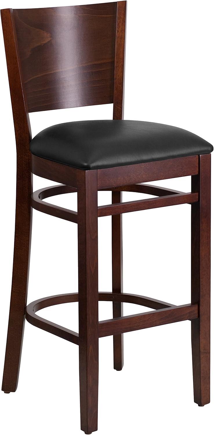 image:imageFlash Furniture Lacey Series Solid Back Mahogany Wood Restaurant Barstool Black Vinyl SeatBlack Vinyl SeatWalnut Wood Frame
