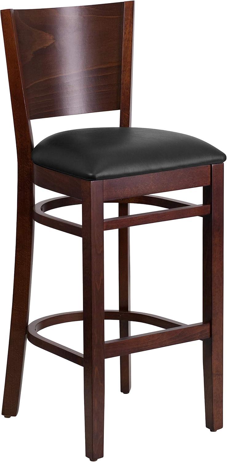 image:imageFlash Furniture Lacey Series Solid Back Mahogany Wood Restaurant Barstool Black Vinyl SeatBlack Vinyl SeatWalnut Wood Frame