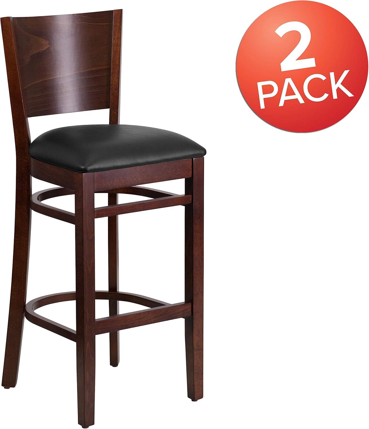image:imageFlash Furniture Lacey Series Solid Back Mahogany Wood Restaurant Barstool Black Vinyl SeatBlack Vinyl SeatWalnut Wood Frame