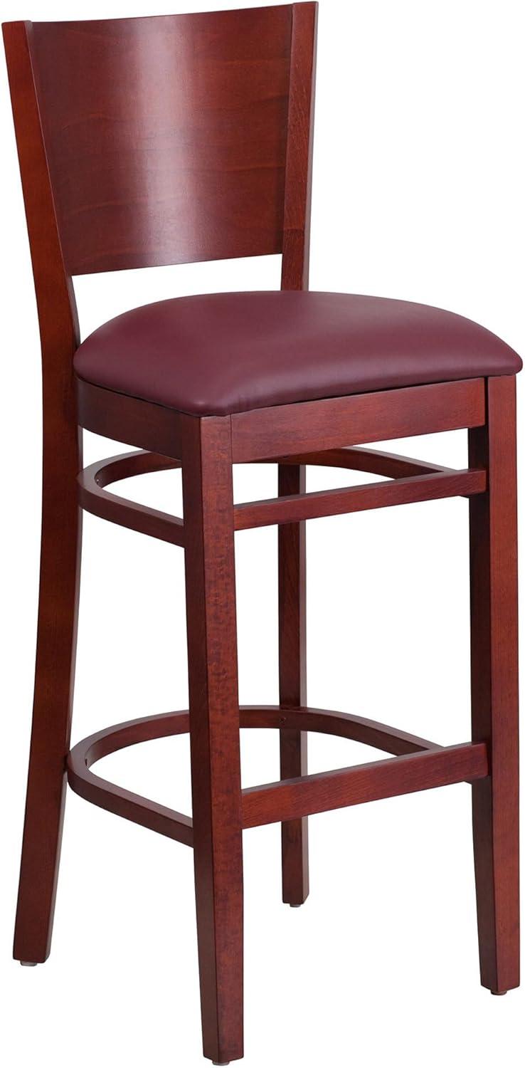 image:imageFlash Furniture Lacey Series Solid Back Mahogany Wood Restaurant Barstool Black Vinyl SeatBurgundy Vinyl SeatMahogany Wood Frame