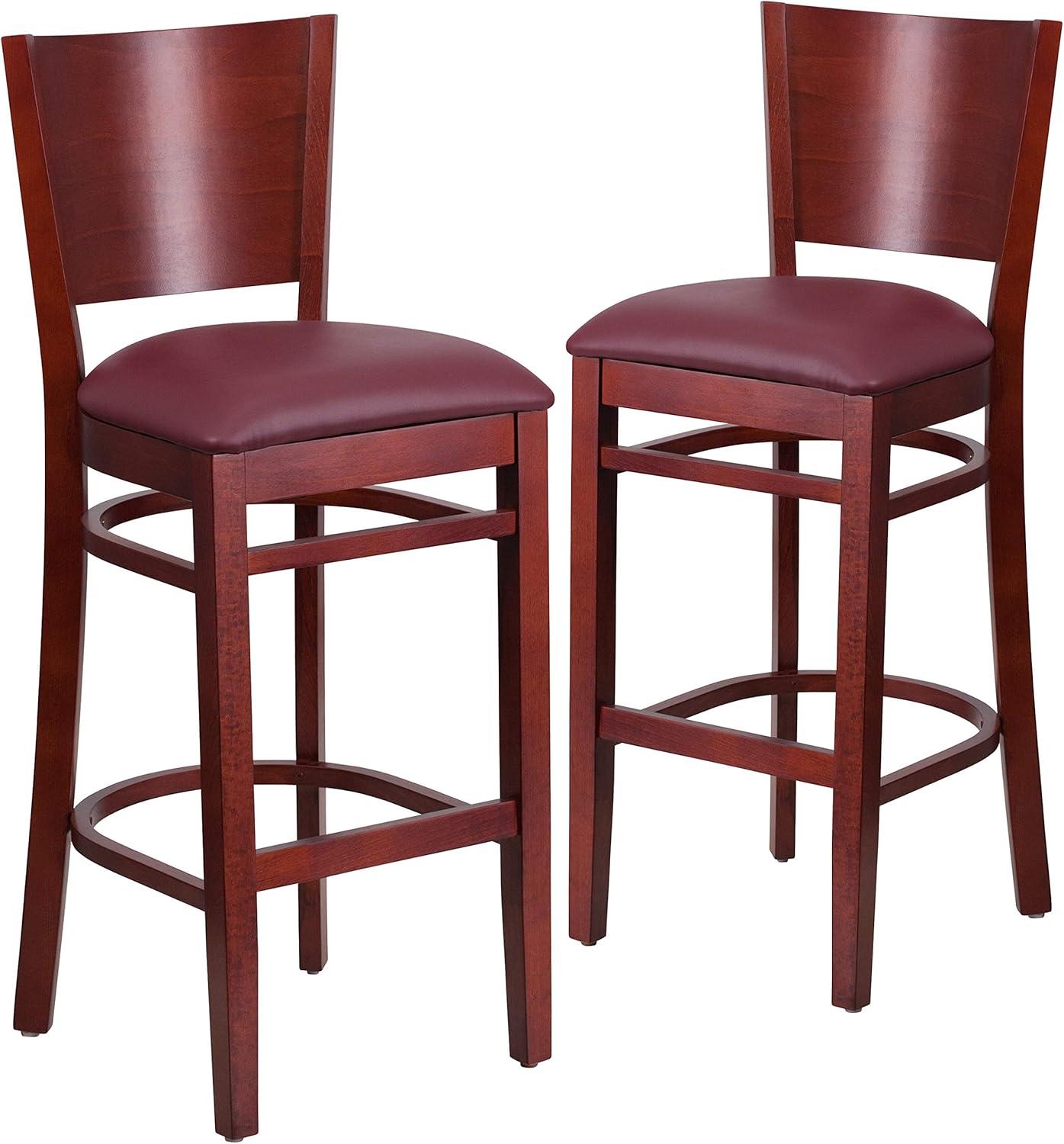 image:imageFlash Furniture Lacey Series Solid Back Mahogany Wood Restaurant Barstool Black Vinyl SeatBurgundy Vinyl SeatMahogany Wood Frame