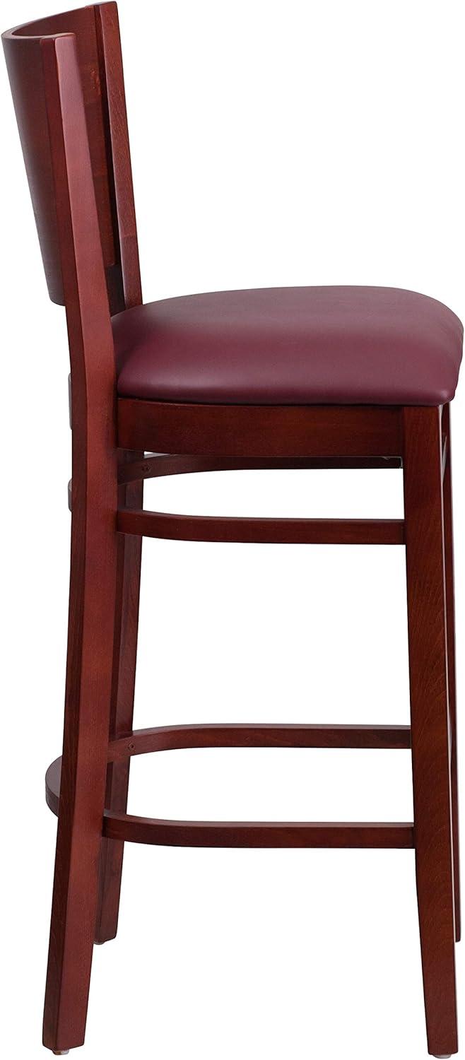 image:imageFlash Furniture Lacey Series Solid Back Mahogany Wood Restaurant Barstool Black Vinyl SeatBurgundy Vinyl SeatMahogany Wood Frame