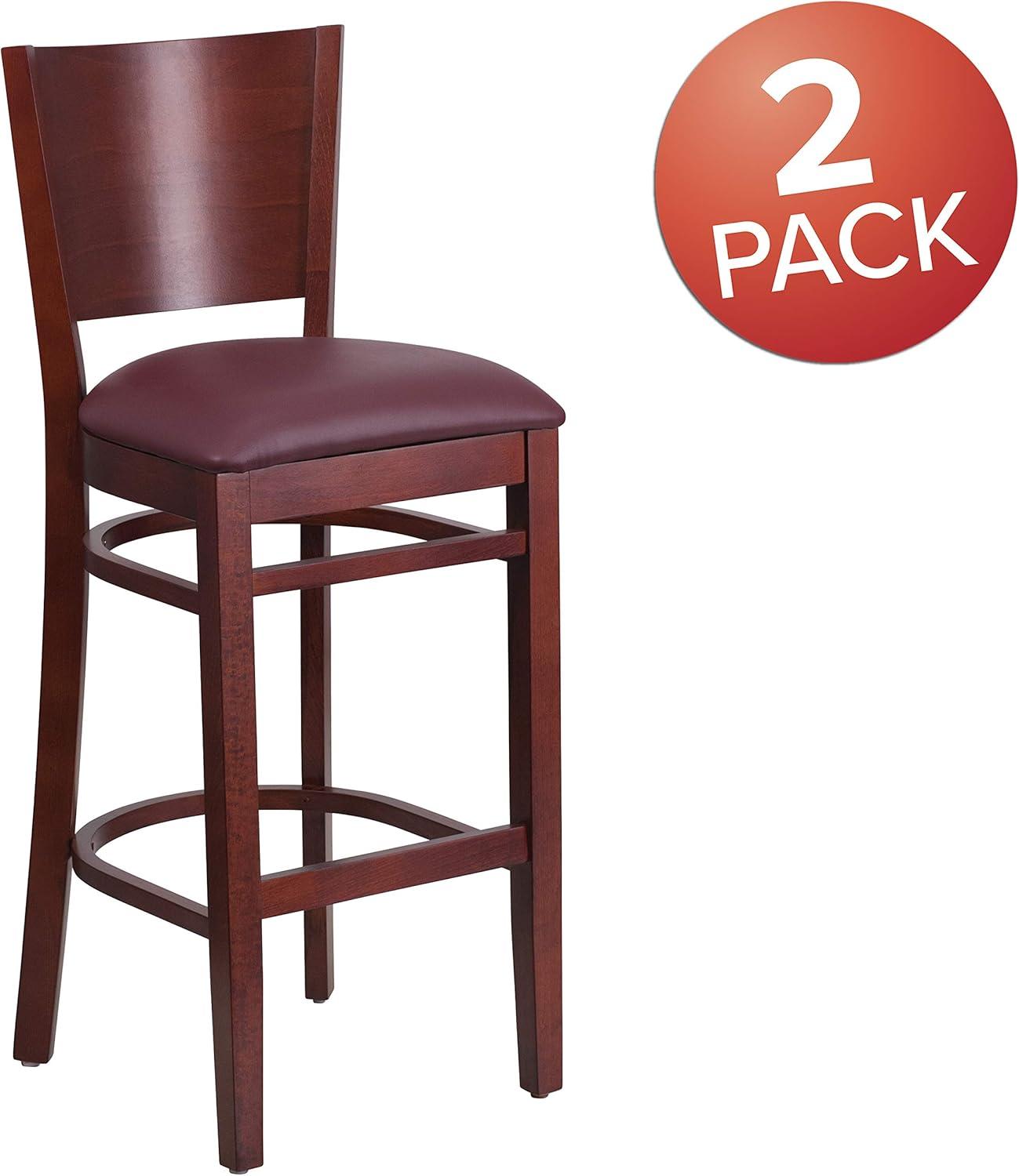 image:imageFlash Furniture Lacey Series Solid Back Mahogany Wood Restaurant Barstool Black Vinyl SeatBurgundy Vinyl SeatMahogany Wood Frame