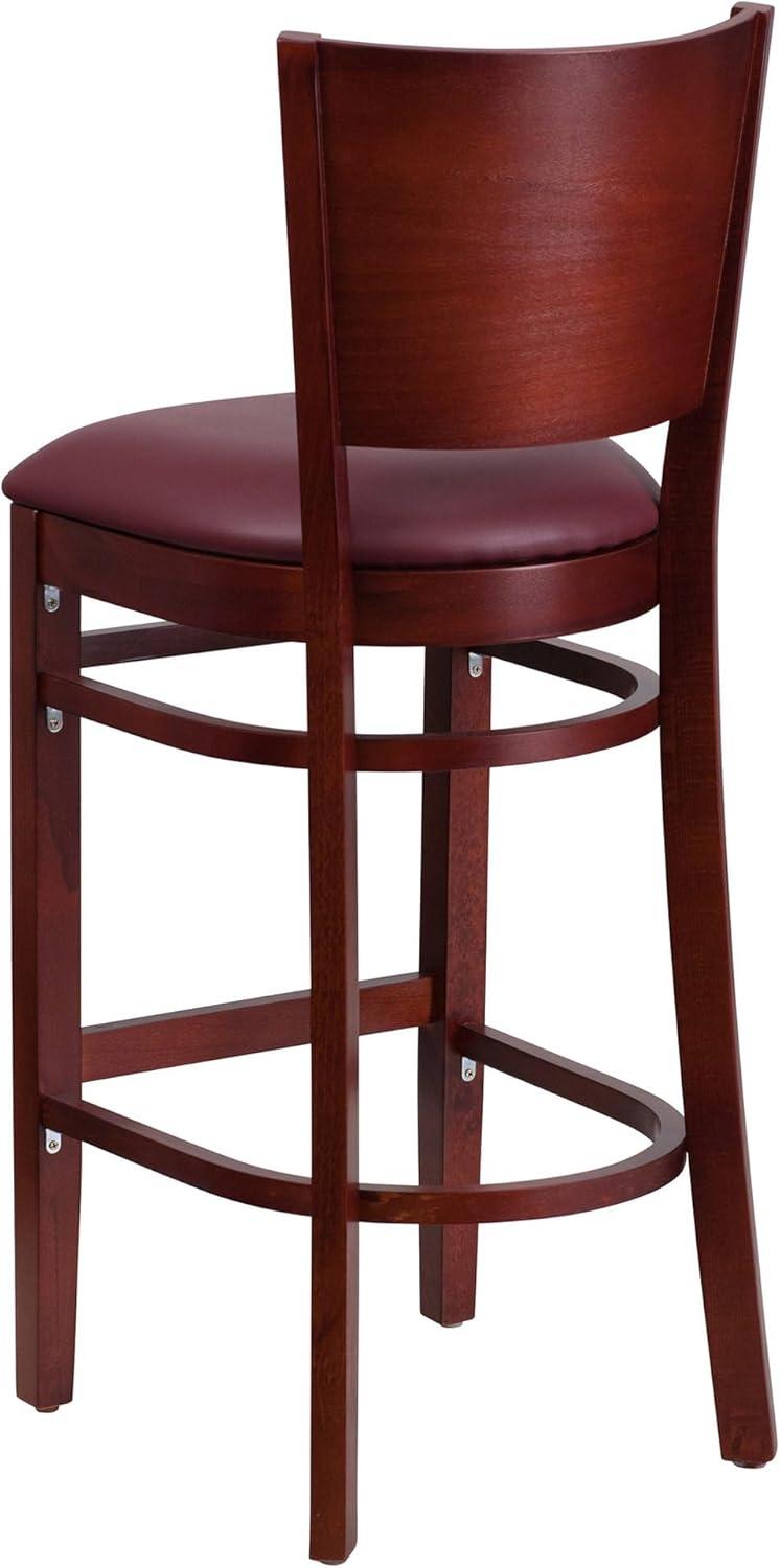 image:imageFlash Furniture Lacey Series Solid Back Mahogany Wood Restaurant Barstool Black Vinyl SeatBurgundy Vinyl SeatMahogany Wood Frame