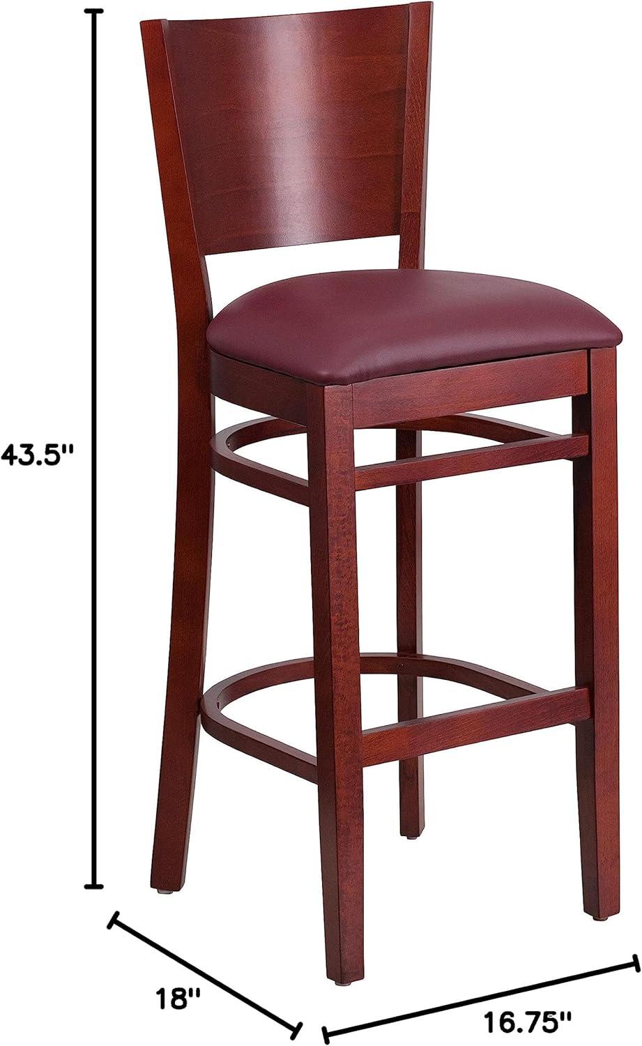 image:imageFlash Furniture Lacey Series Solid Back Mahogany Wood Restaurant Barstool Black Vinyl SeatBurgundy Vinyl SeatMahogany Wood Frame