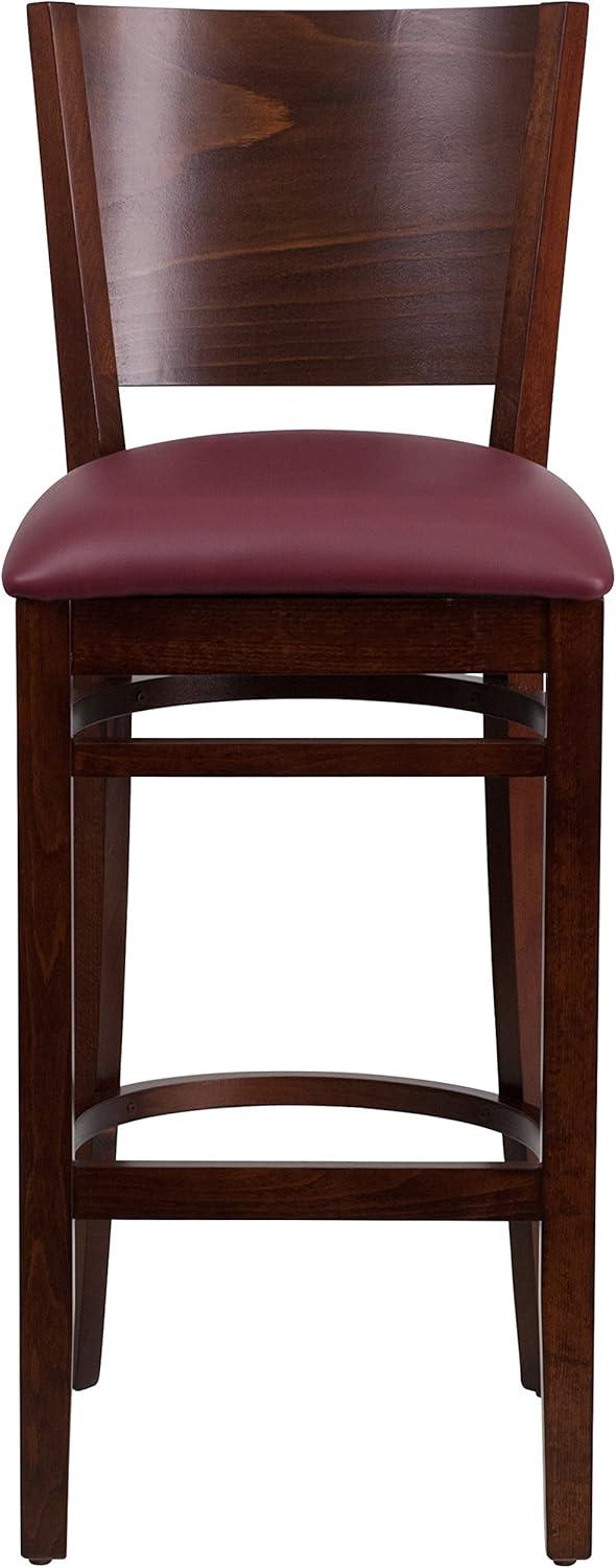 image:imageFlash Furniture Lacey Series Solid Back Mahogany Wood Restaurant Barstool Black Vinyl SeatBurgundy Vinyl SeatWalnut Wood Frame