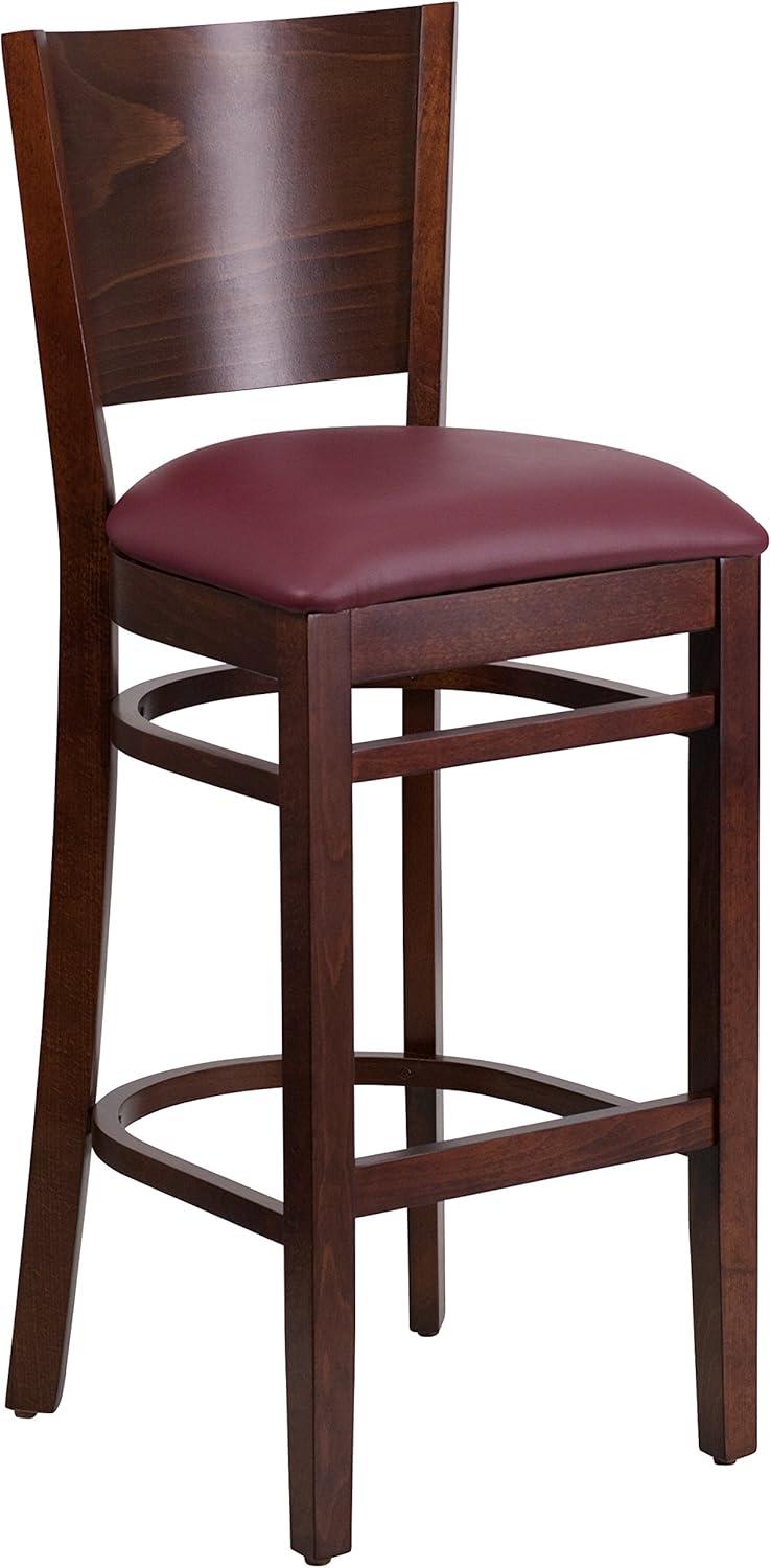 image:imageFlash Furniture Lacey Series Solid Back Mahogany Wood Restaurant Barstool Black Vinyl SeatBurgundy Vinyl SeatWalnut Wood Frame