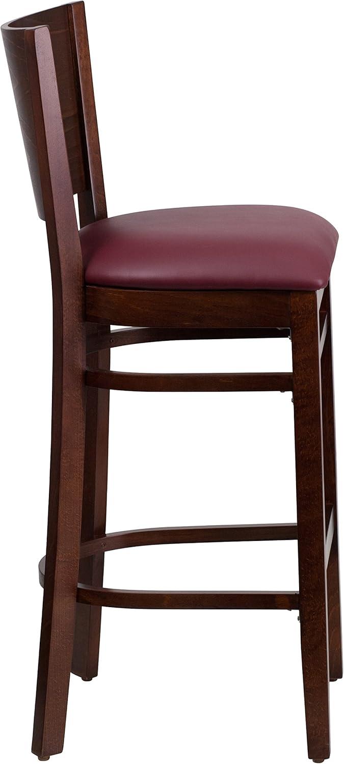 image:imageFlash Furniture Lacey Series Solid Back Mahogany Wood Restaurant Barstool Black Vinyl SeatBurgundy Vinyl SeatWalnut Wood Frame