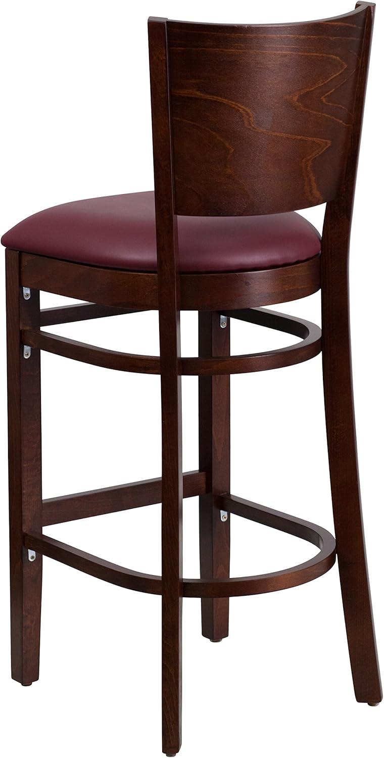 image:imageFlash Furniture Lacey Series Solid Back Mahogany Wood Restaurant Barstool Black Vinyl SeatBurgundy Vinyl SeatWalnut Wood Frame