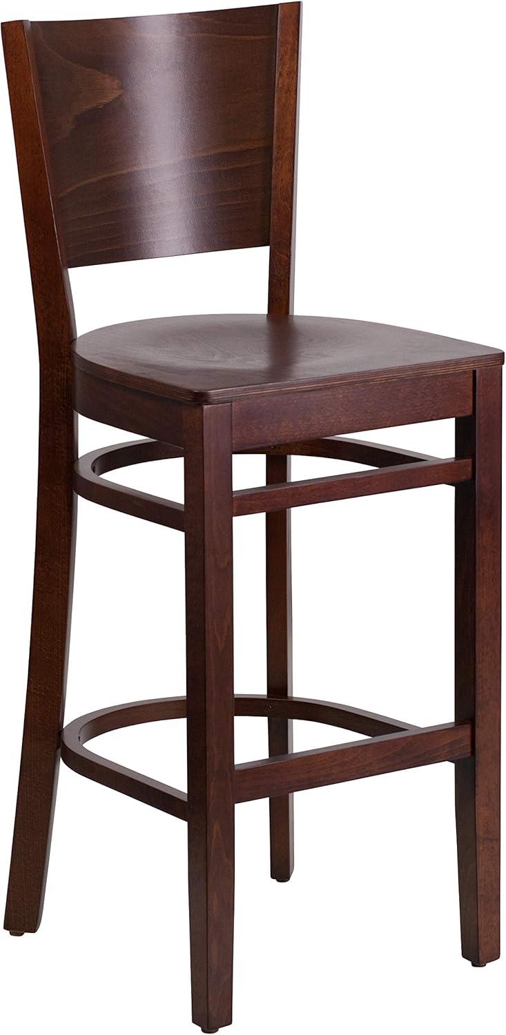 image:imageFlash Furniture Lacey Series Solid Back Mahogany Wood Restaurant Barstool Black Vinyl SeatWalnut Wood SeatWalnut Wood Frame